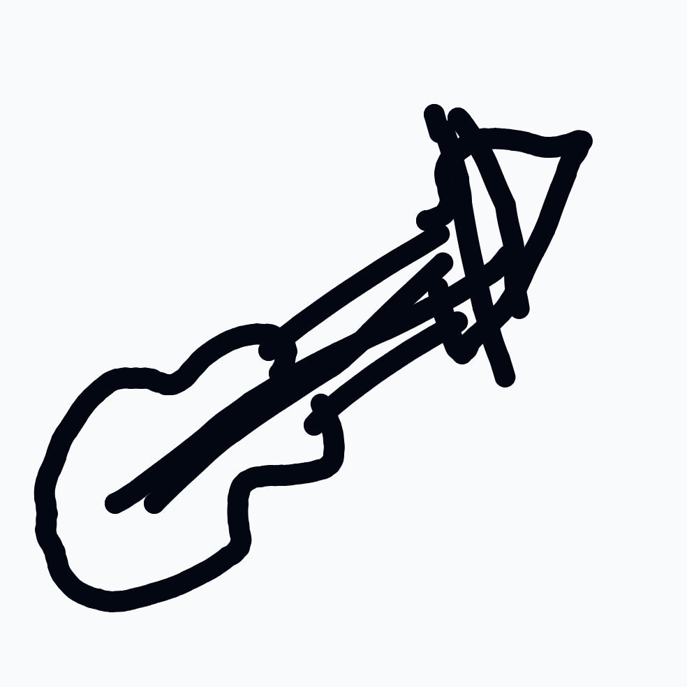 A bold, hand-drawn sketch of an electric guitar.